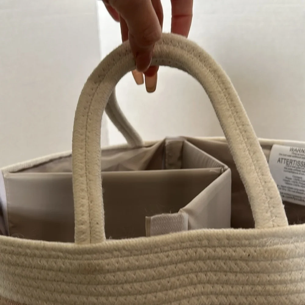 Comfy Cubs trip rope basket Diaper Caddy Organizer in blush color